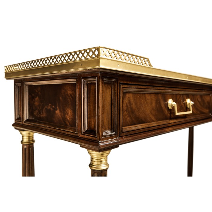 French style Mahogany console with brass gallery
