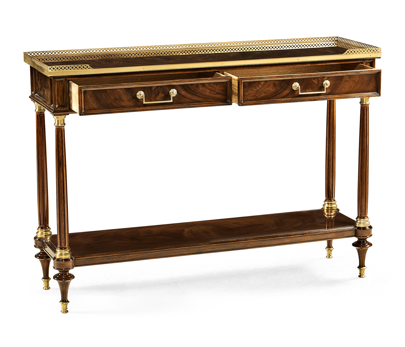French style Mahogany console with brass gallery