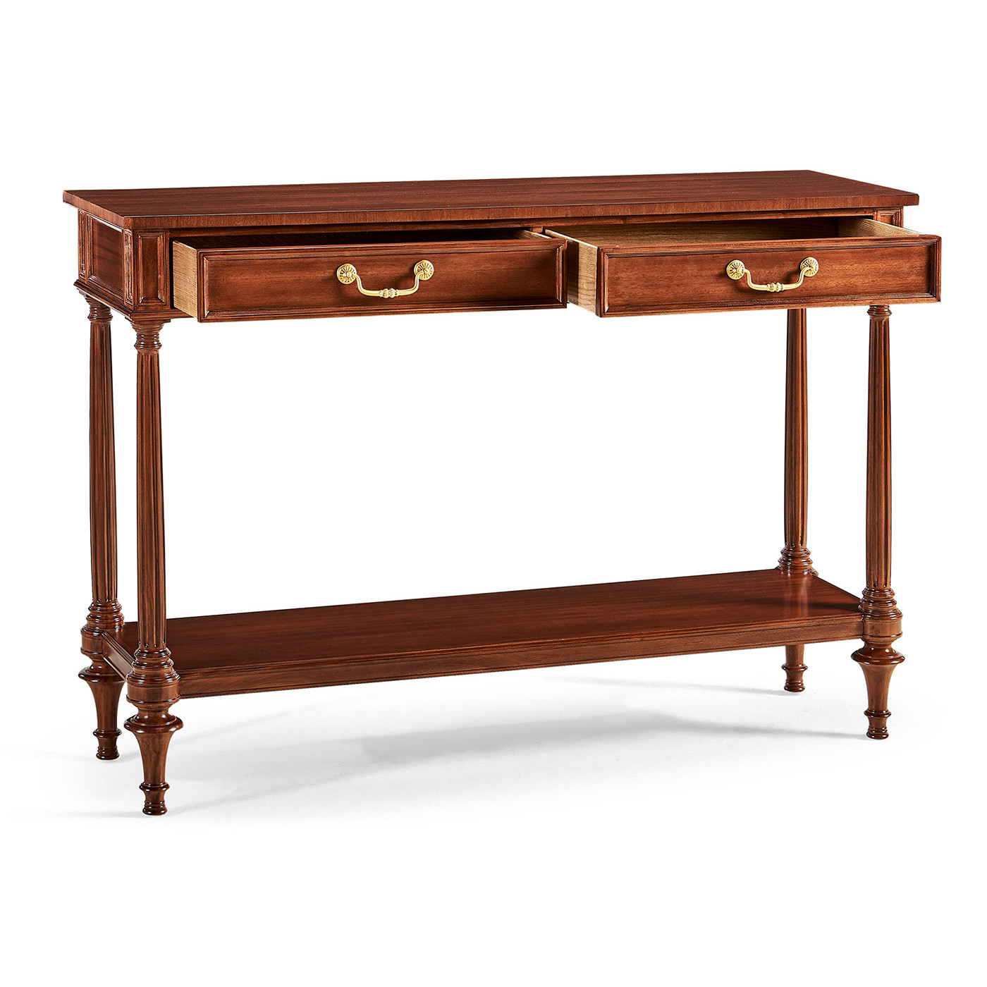 French style Mahogany console with brass gallery