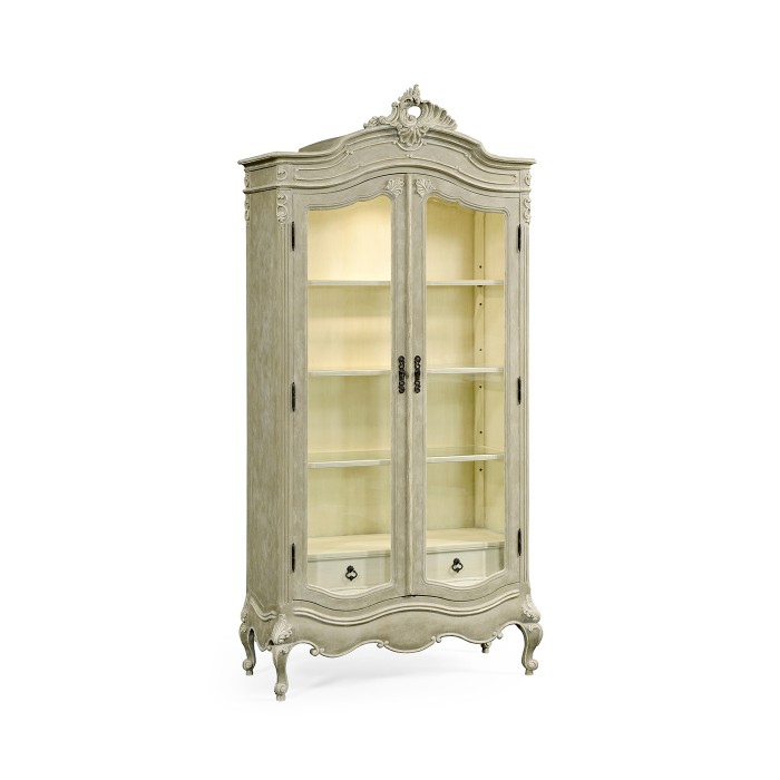 French Provincial Grey Glazed Display Cabinet