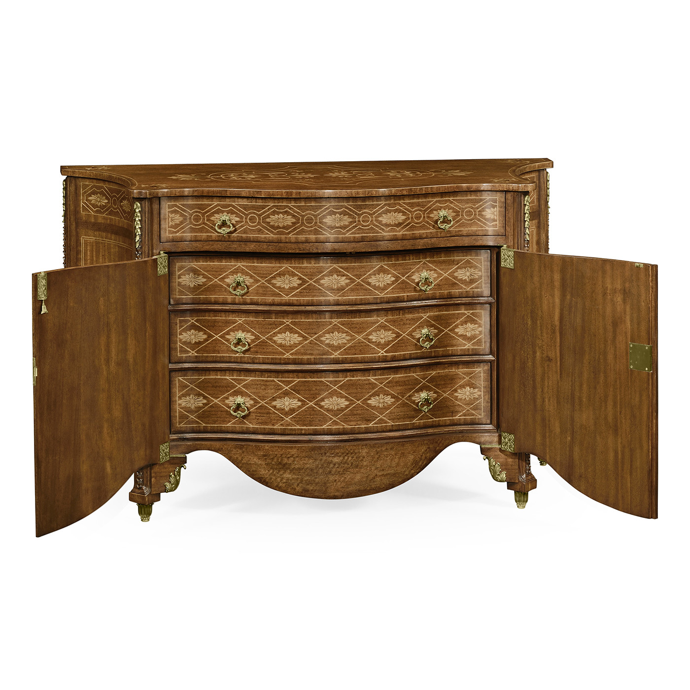 Chippendale style commode with fine inlay