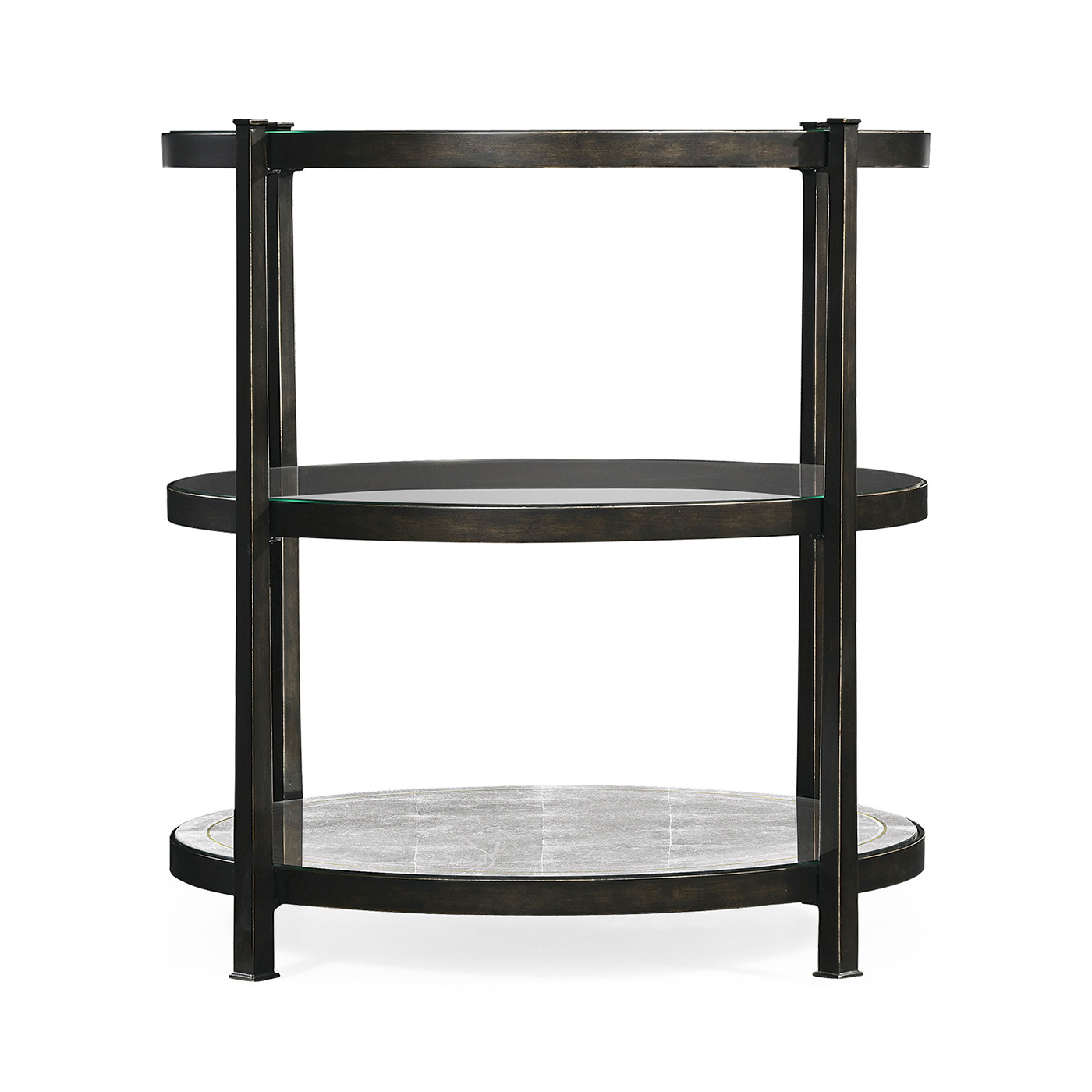 Distressed Bronze Three Tier Table