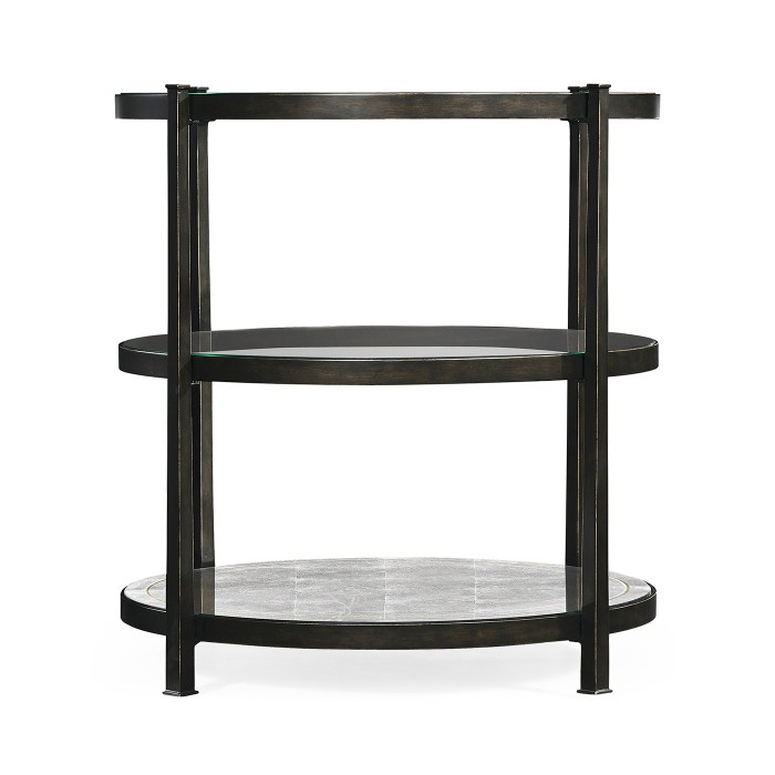 Distressed Bronze Three Tier Table