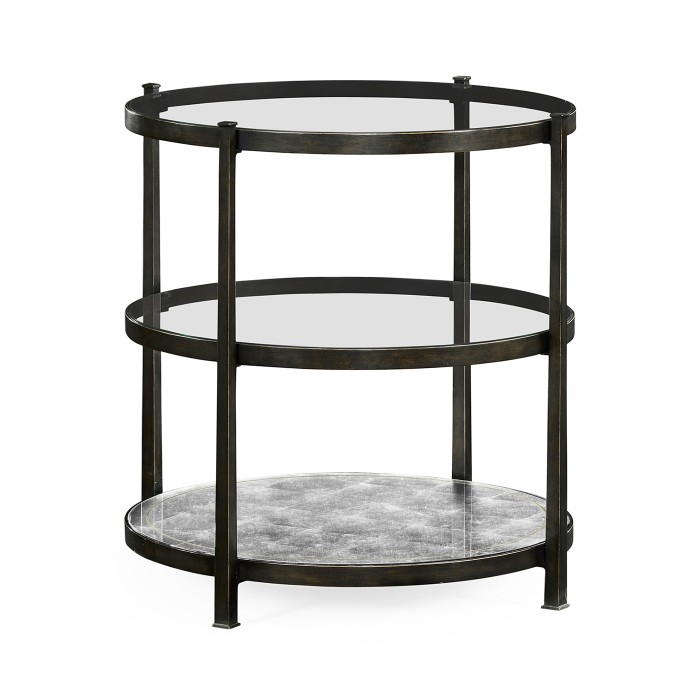 Distressed Bronze Three Tier Table