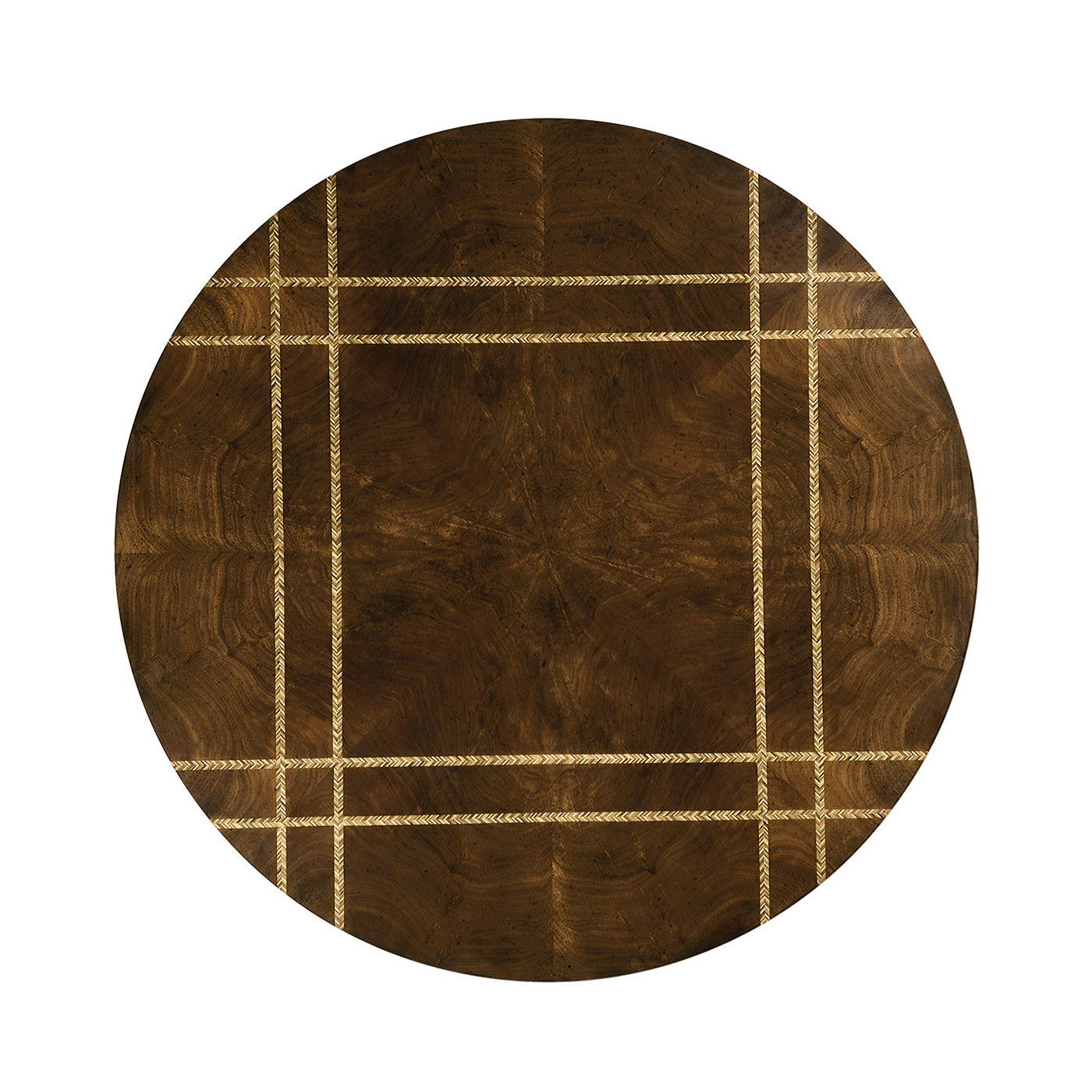 Craftsman's Mahogany Round Table with Herringbone Inlay Detail 48