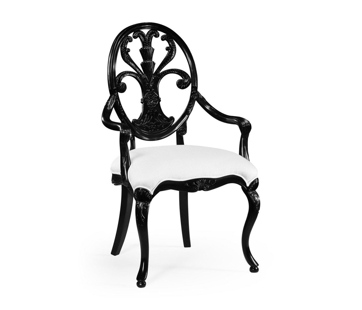 Sheraton Black Oval Back Arm Chair