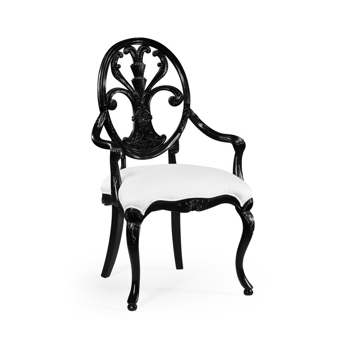 Sheraton Black Oval Back Arm Chair