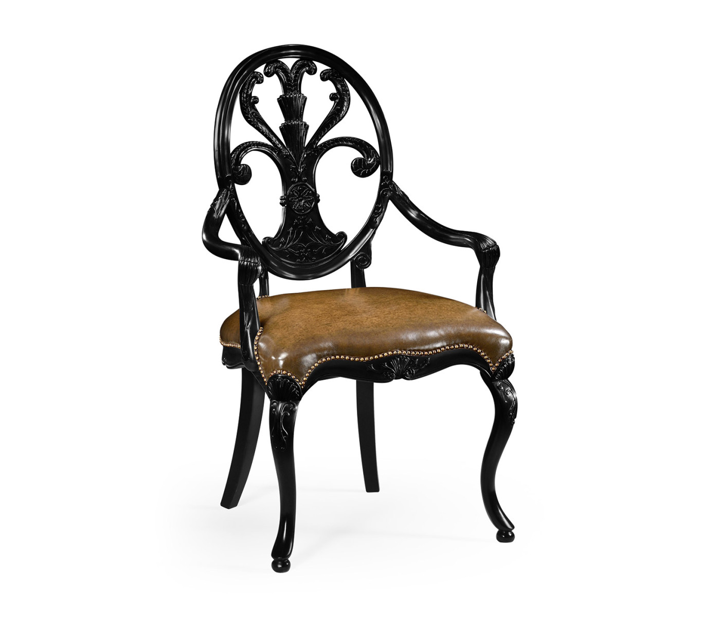 Sheraton Black Oval Back Arm Chair