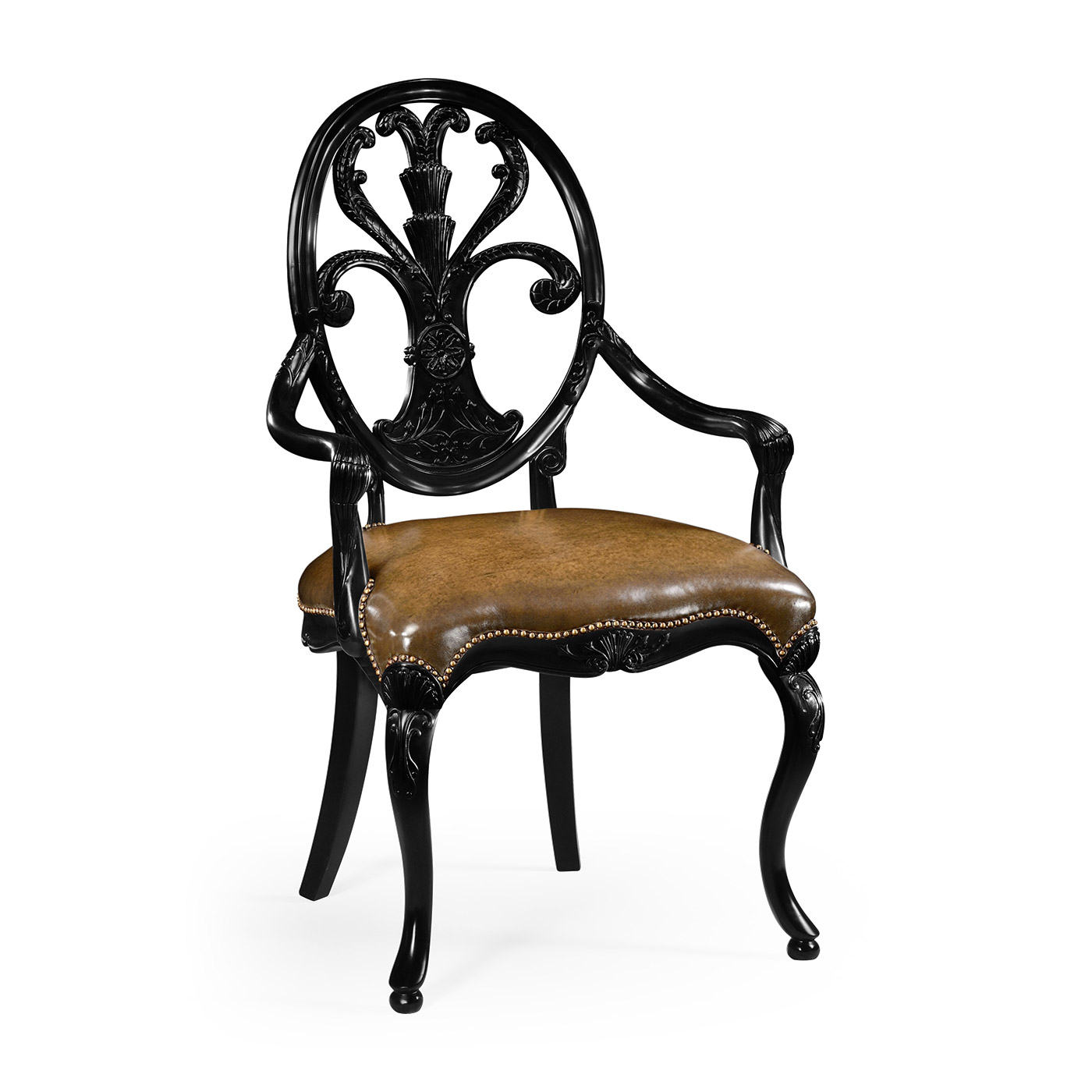 Sheraton Black Oval Back Arm Chair