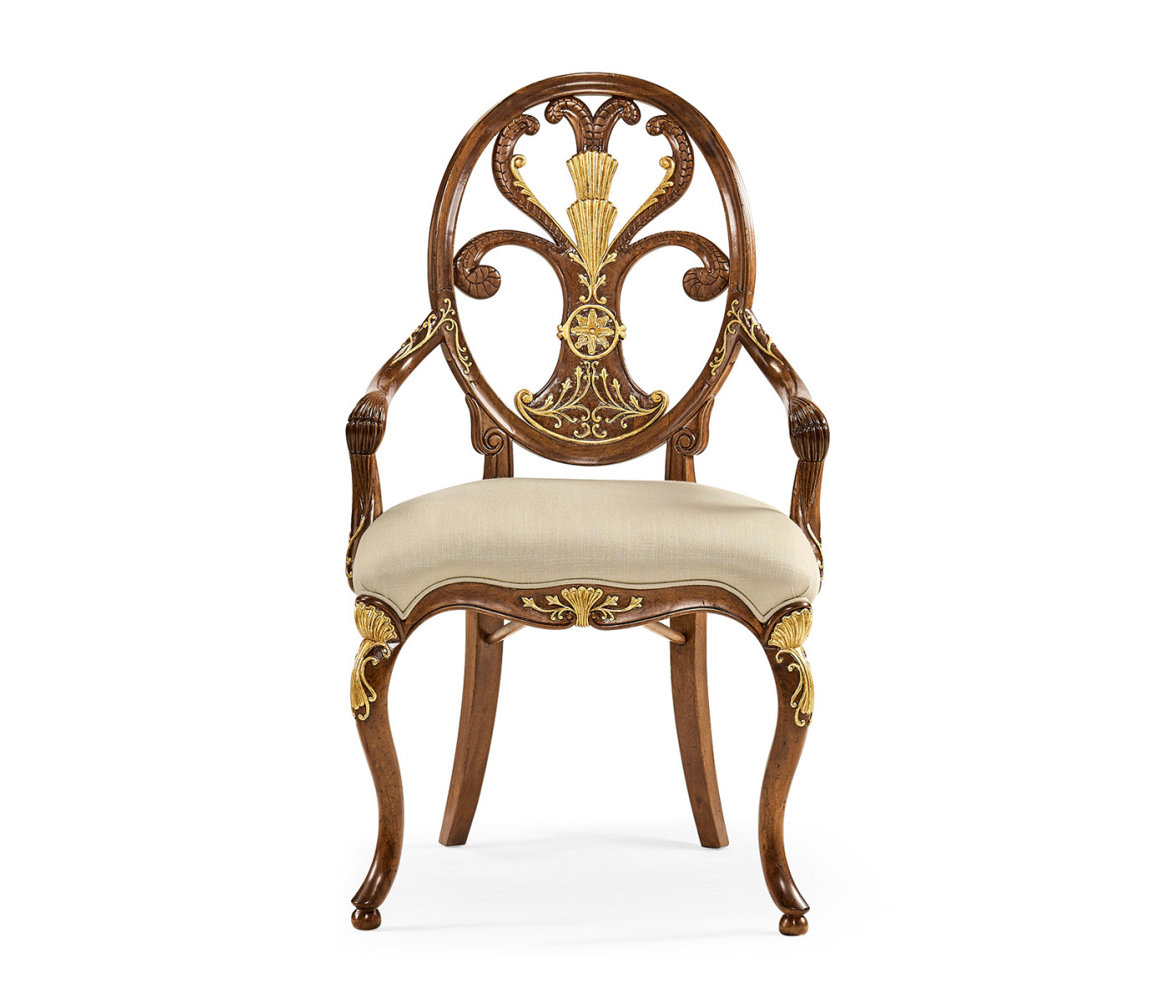 Sheraton Walnut Oval Back Arm Chair