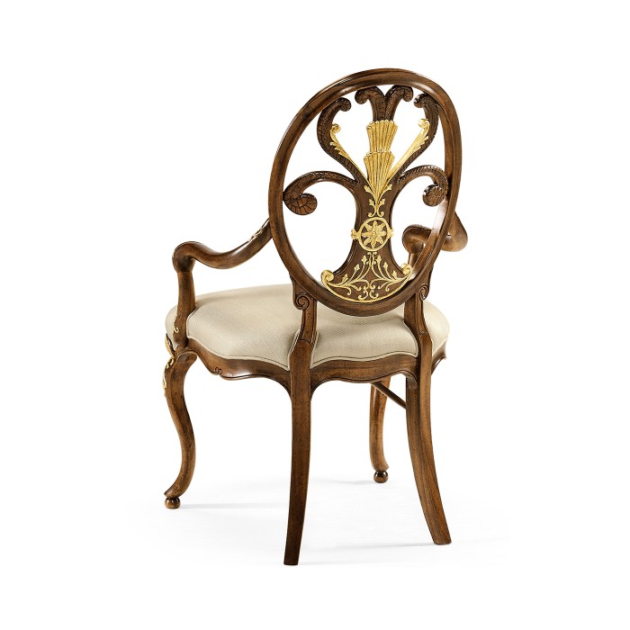 Sheraton Walnut Oval Back Arm Chair