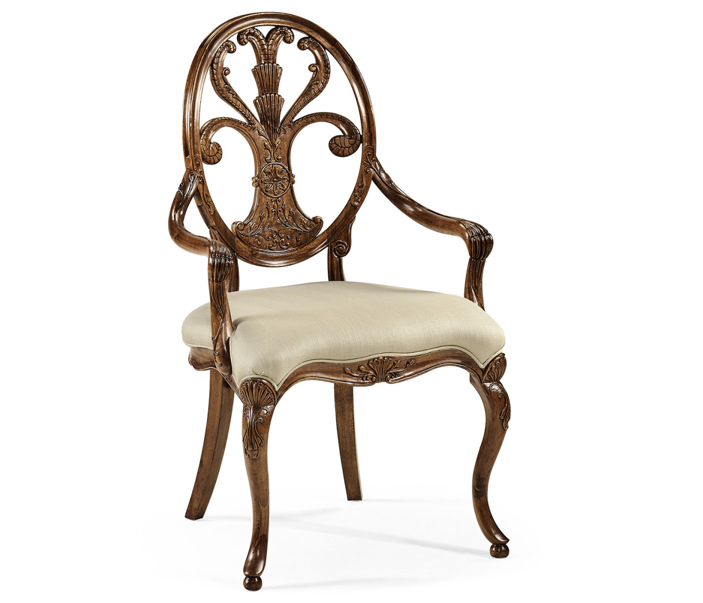 Sheraton Walnut Oval Back Arm Chair