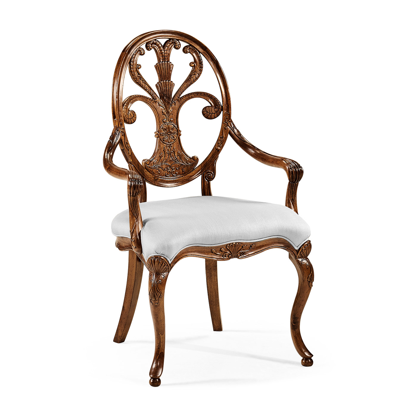 Sheraton Walnut Oval Back Arm Chair