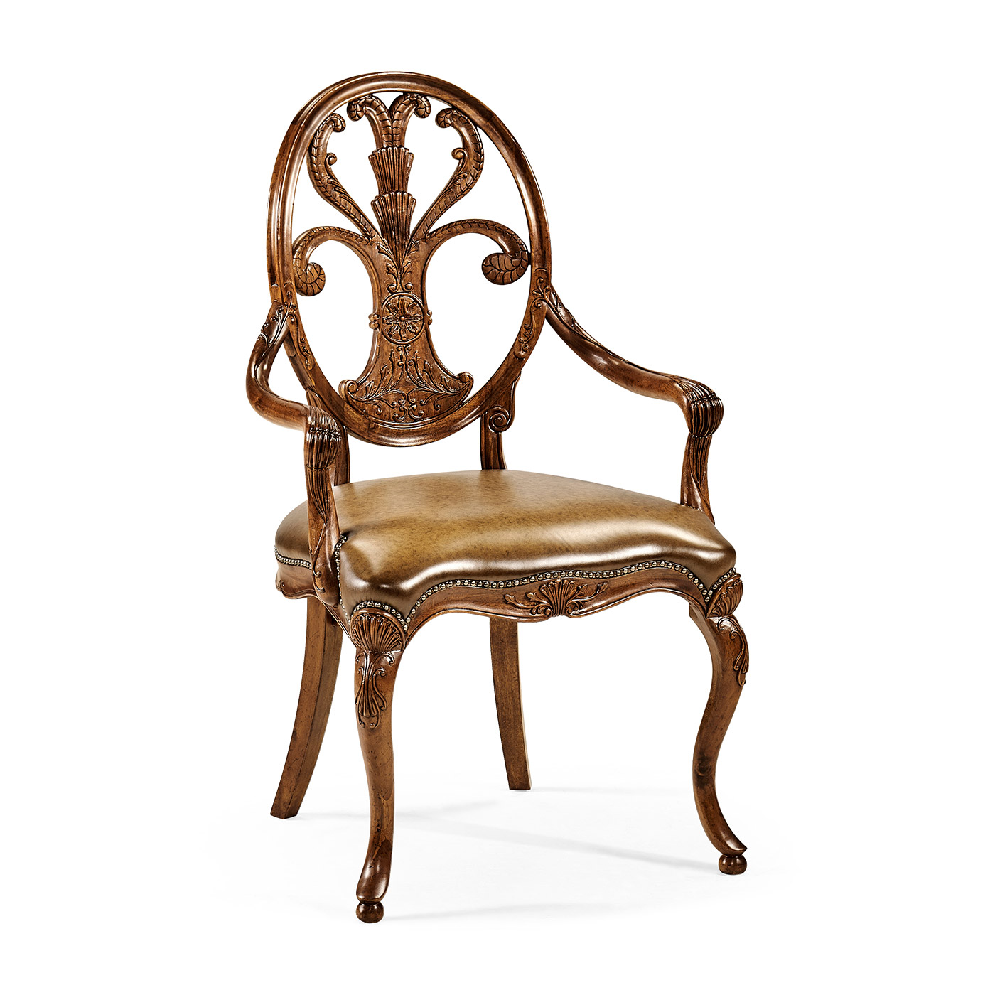 Sheraton Walnut Oval Back Arm Chair