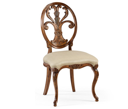 Sheraton Walnut Oval Back Side Chair