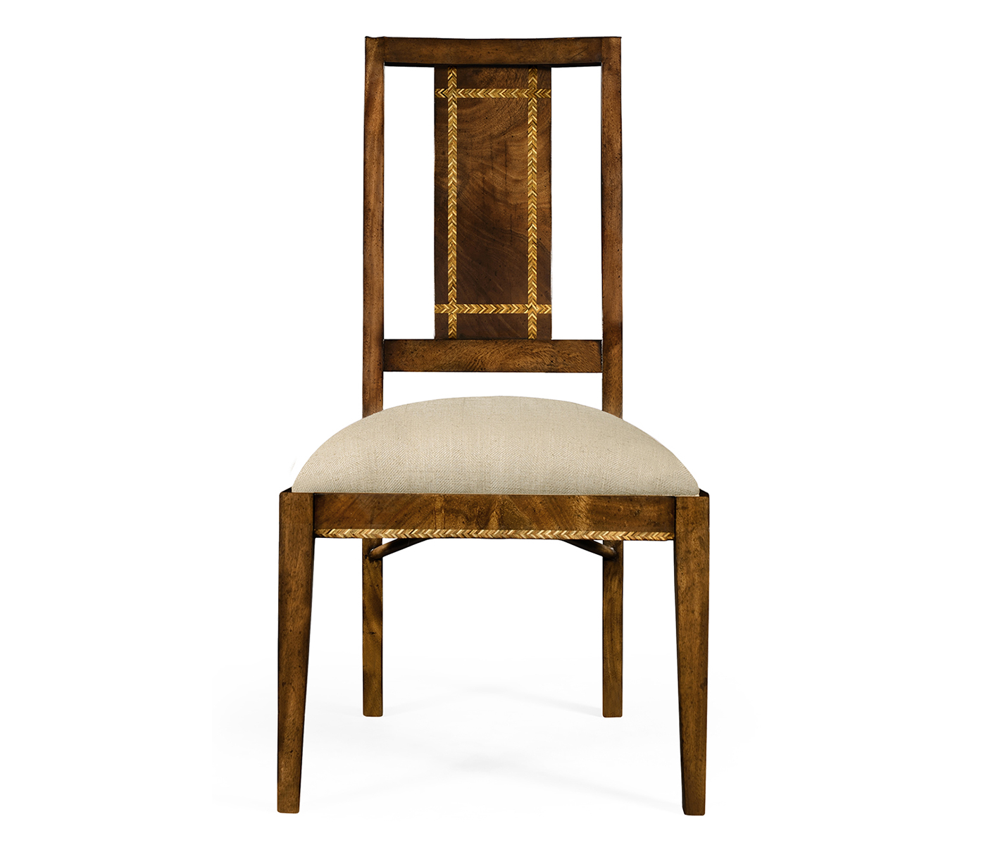 Craftsman's mahogany dining occasional chair with herringbone inlay detail (Side)