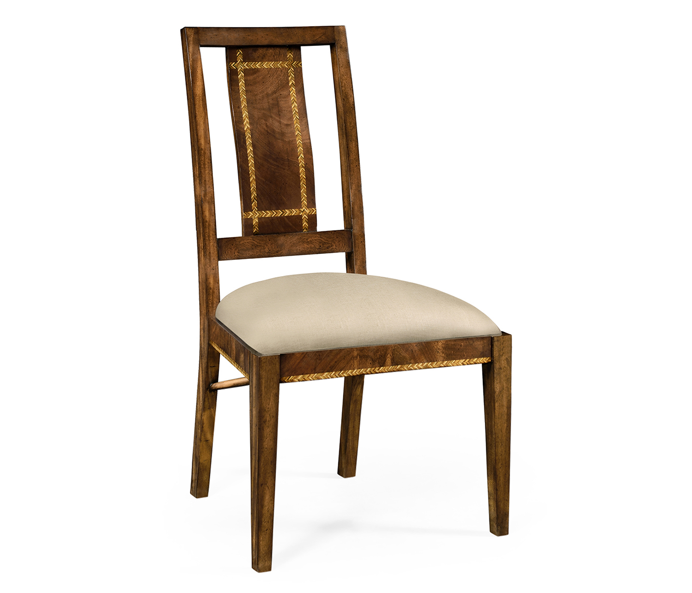 Craftsman's mahogany dining occasional chair with herringbone inlay detail (Side)