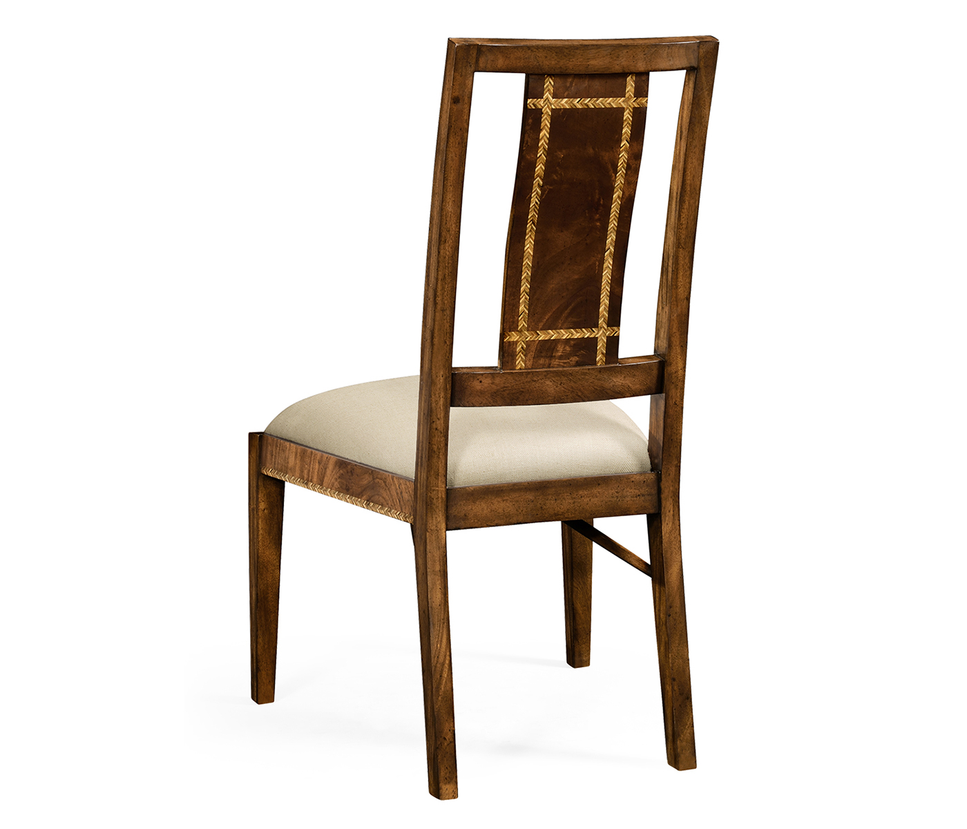 Craftsman's mahogany dining occasional chair with herringbone inlay detail (Side)