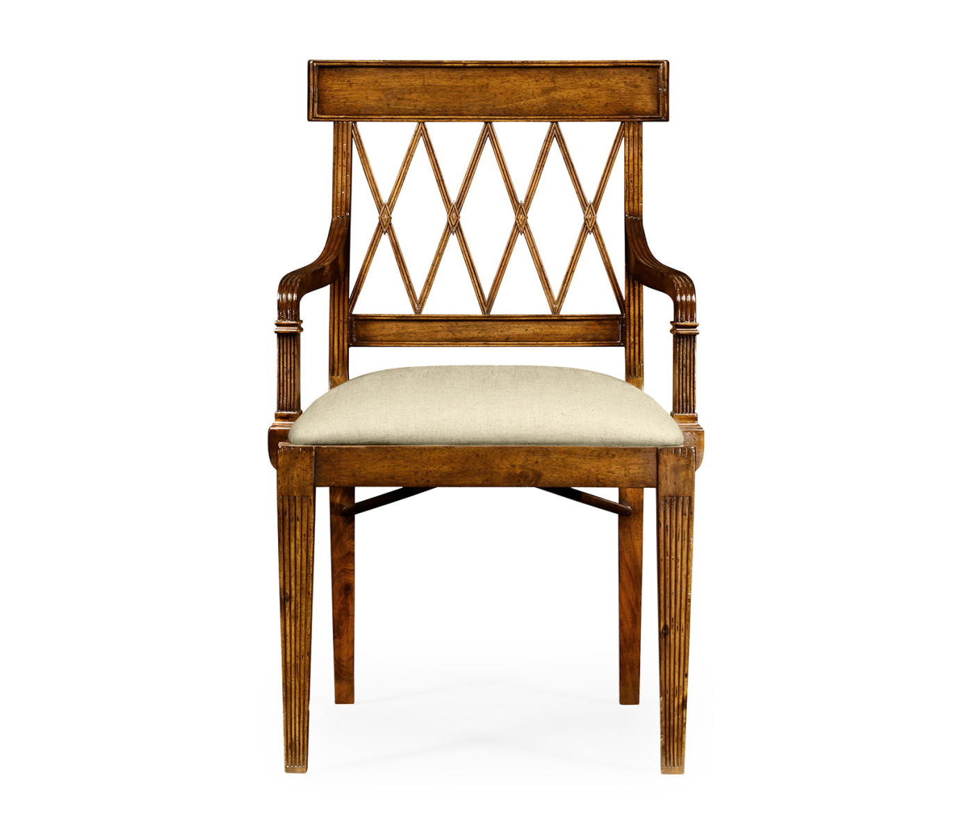 Regency Style Lattice Back Dining Arm Chair