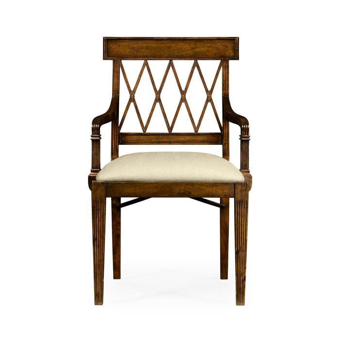 Regency Style Lattice Back Dining Arm Chair