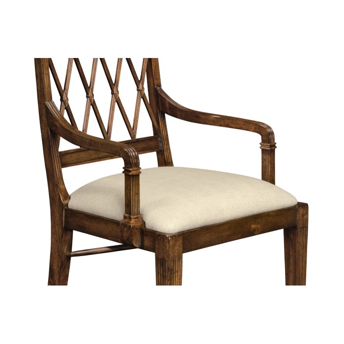Regency Style Lattice Back Dining Arm Chair