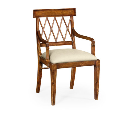 Regency Style Lattice Back Dining Arm Chair