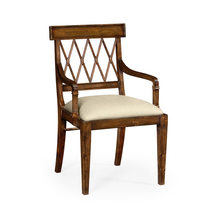 Regency Style Lattice Back Dining Arm Chair