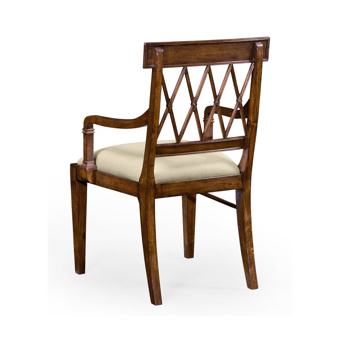 Regency Style Lattice Back Dining Arm Chair