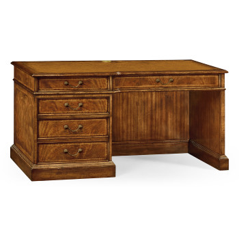 Crotch walnut compact single pedestal desk