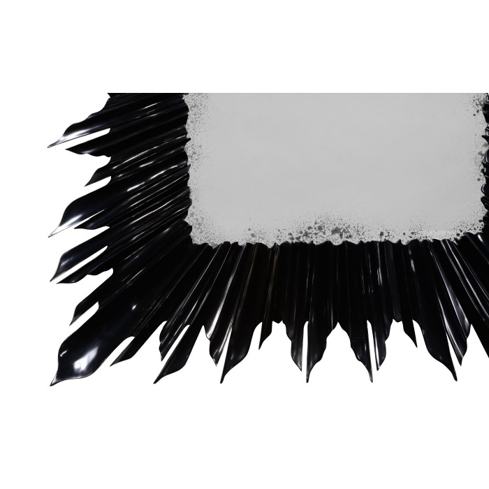 Black finish rectangular sunburst mirror