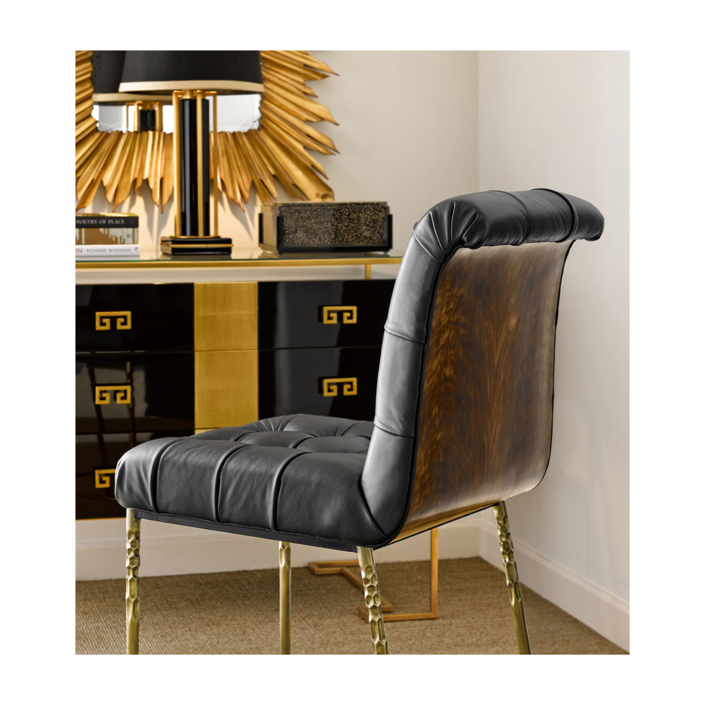 Gilded rectangular sunburst mirror