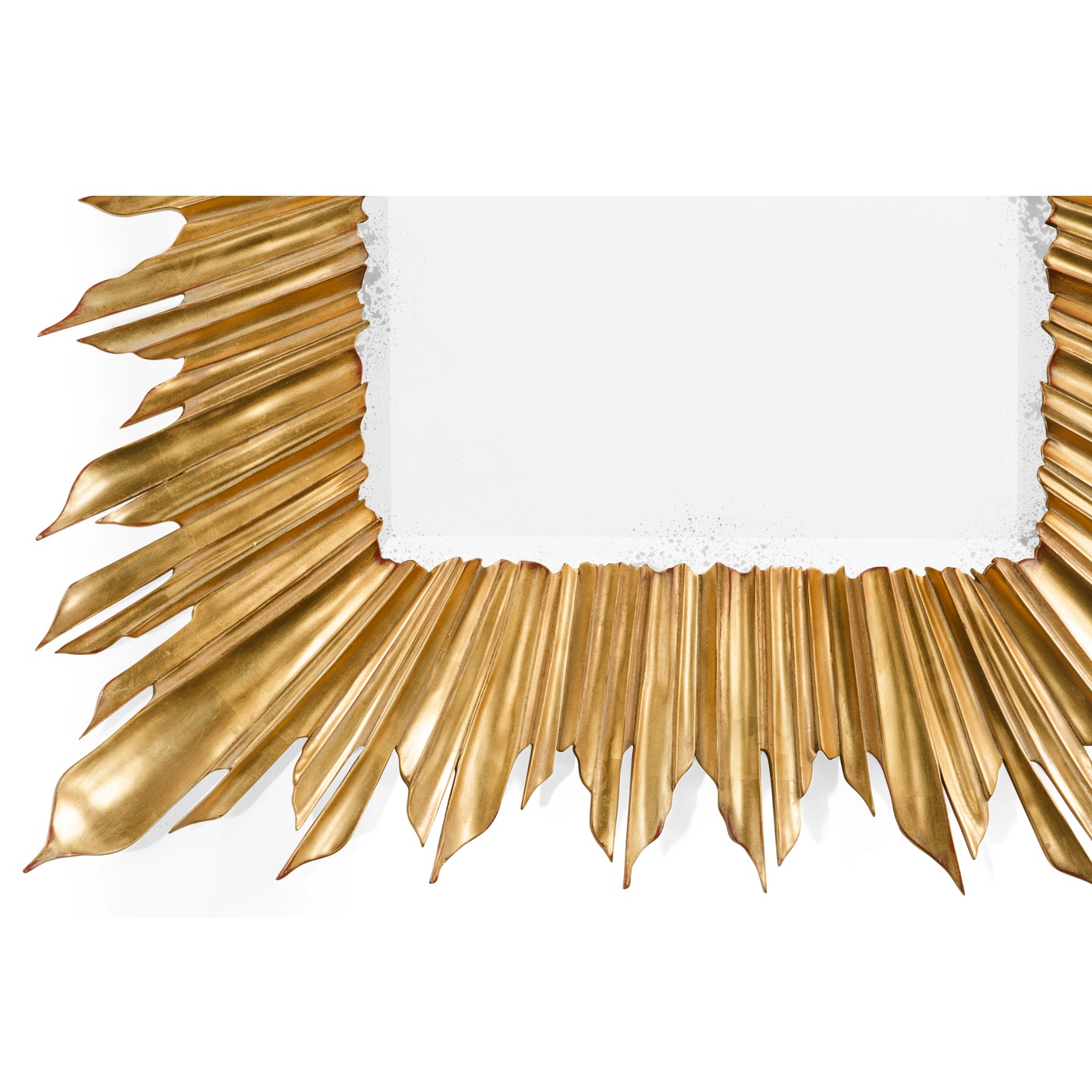 Gilded rectangular sunburst mirror