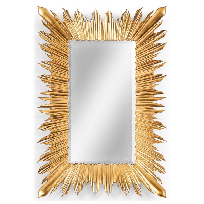 Gilded rectangular sunburst mirror