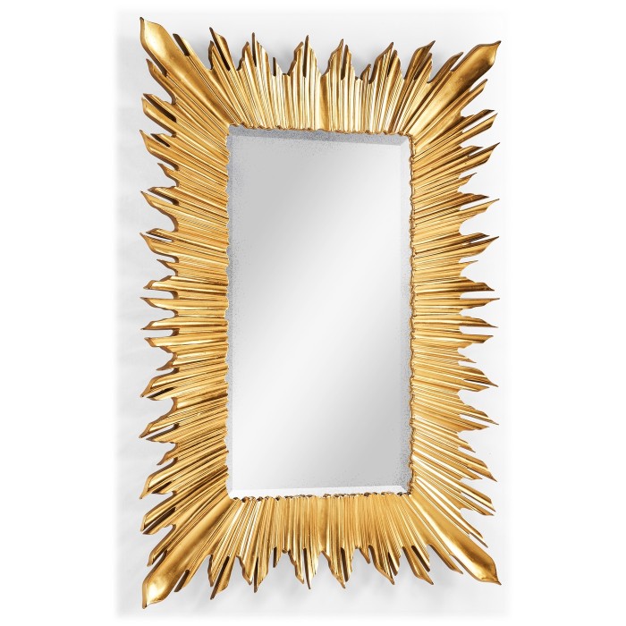 Gilded rectangular sunburst mirror