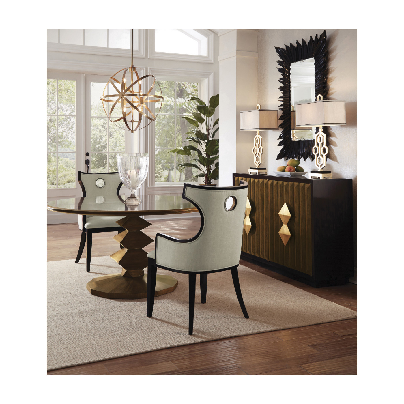 Silvered rectangular sunburst mirror