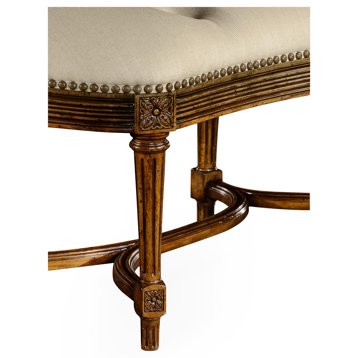 Padded Curved Walnut Window Seat