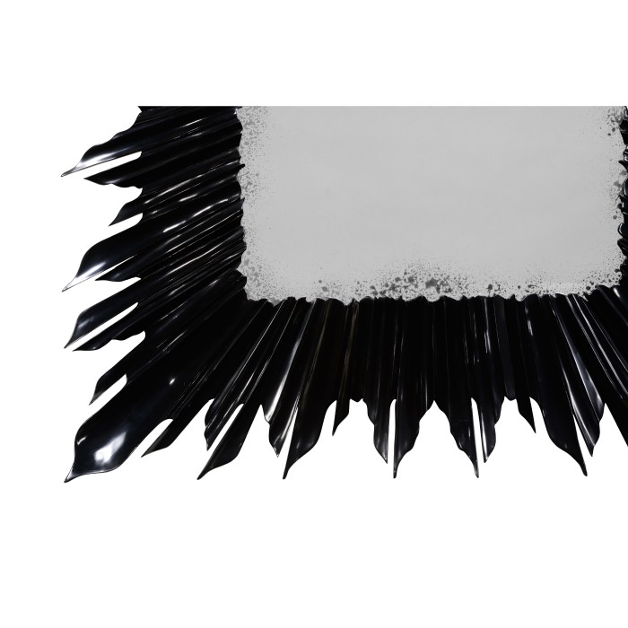 Black finish floor standing rectangular sunburst mirror
