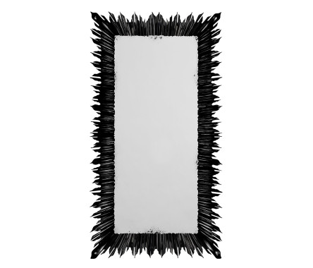 Black finish floor standing rectangular sunburst mirror
