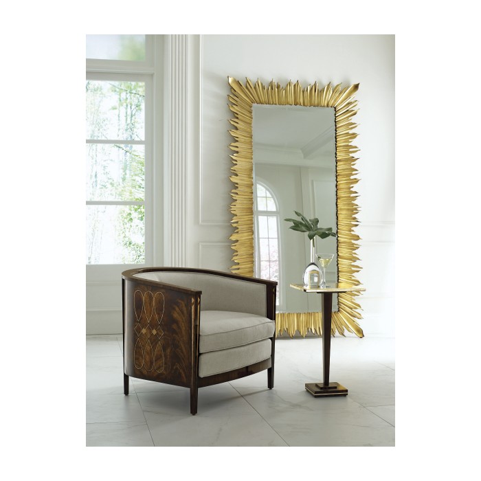 Black finish floor standing rectangular sunburst mirror