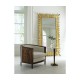 Black finish floor standing rectangular sunburst mirror
