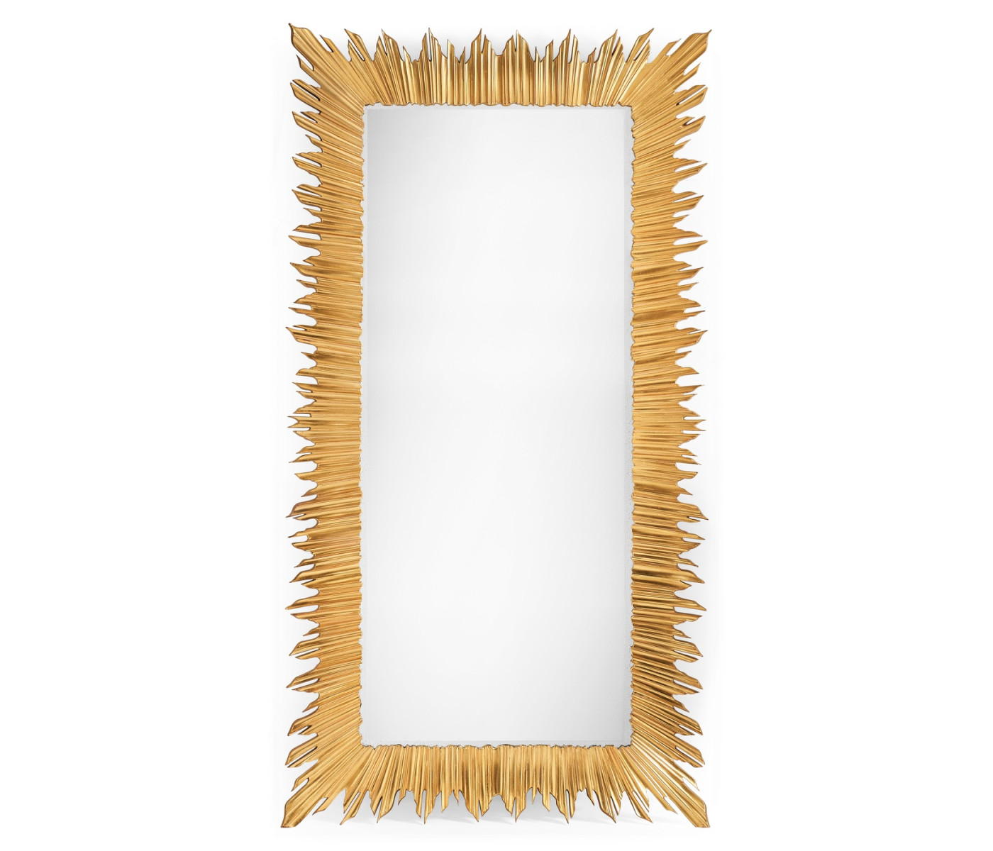 Gilded floor standing rectangular sunburst mirror