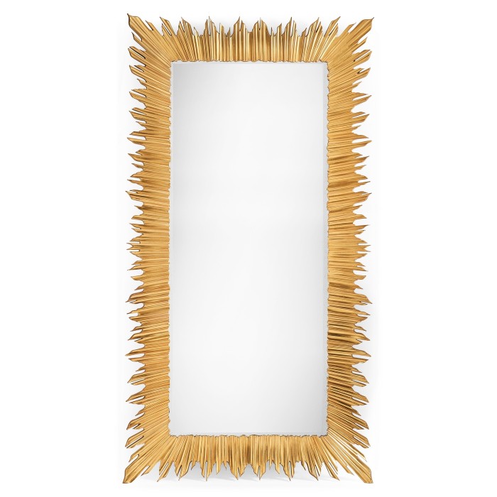 Gilded floor standing rectangular sunburst mirror