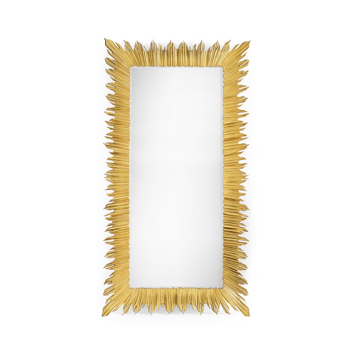 Gilded floor standing rectangular sunburst mirror