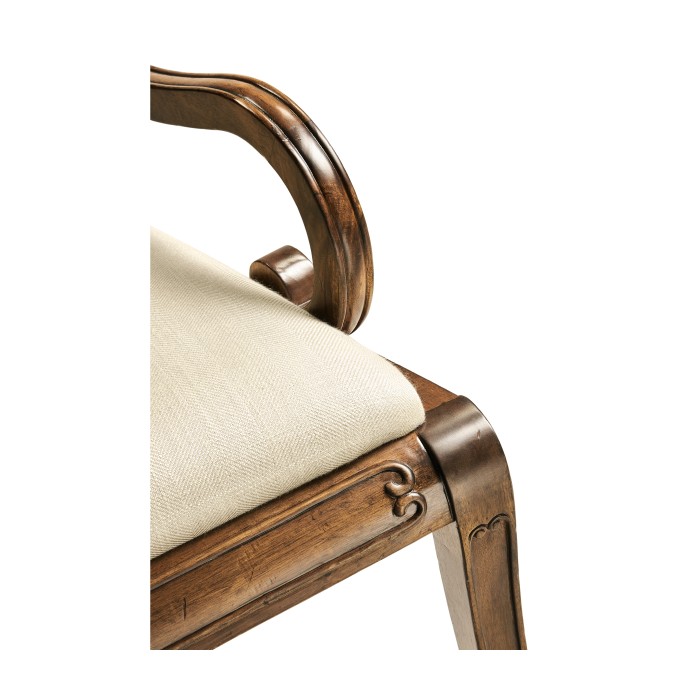 Regency Walnut Bench with Scrolling Arms
