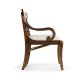 Regency Walnut Bench with Scrolling Arms