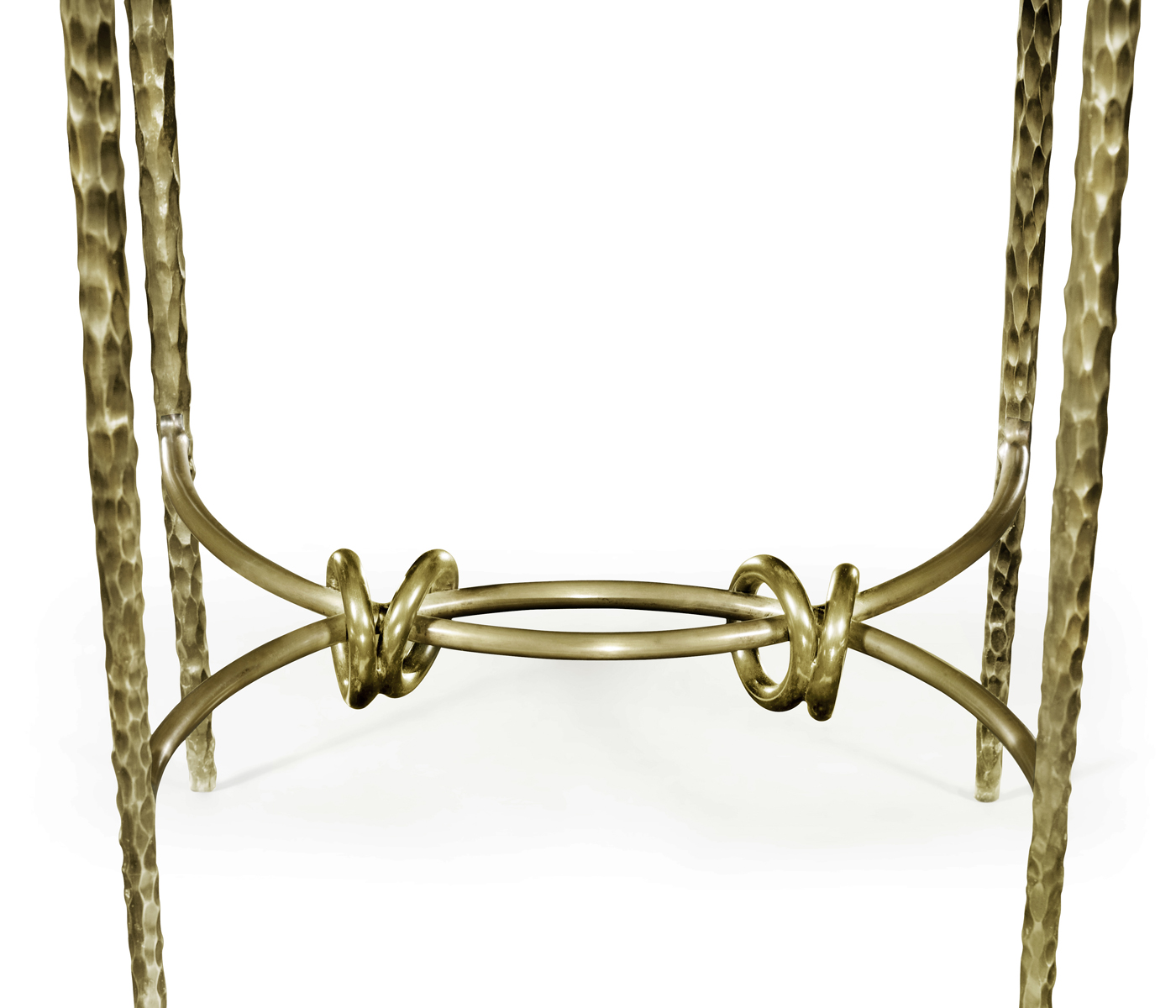 Hammered Light Brown Brass Circular Side Table