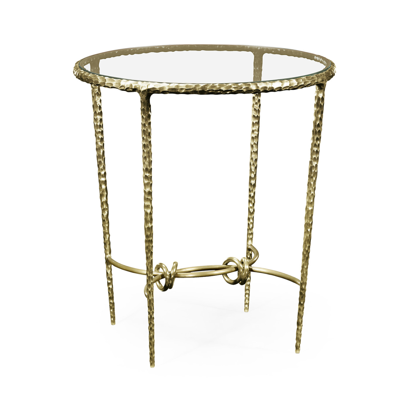 Hammered Light Brown Brass Circular Side Table
