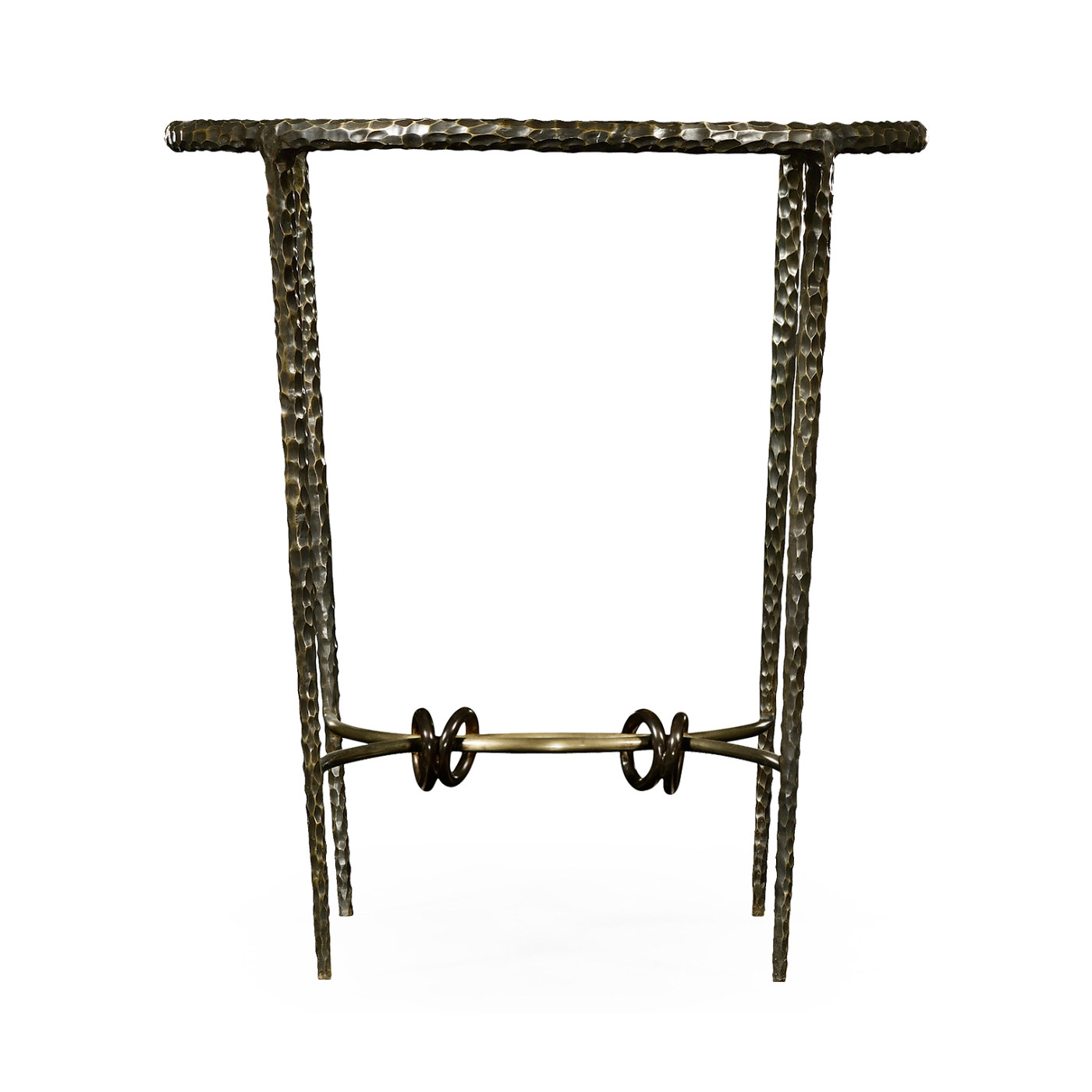 Hammered Antique Black Brass Circular Side Table