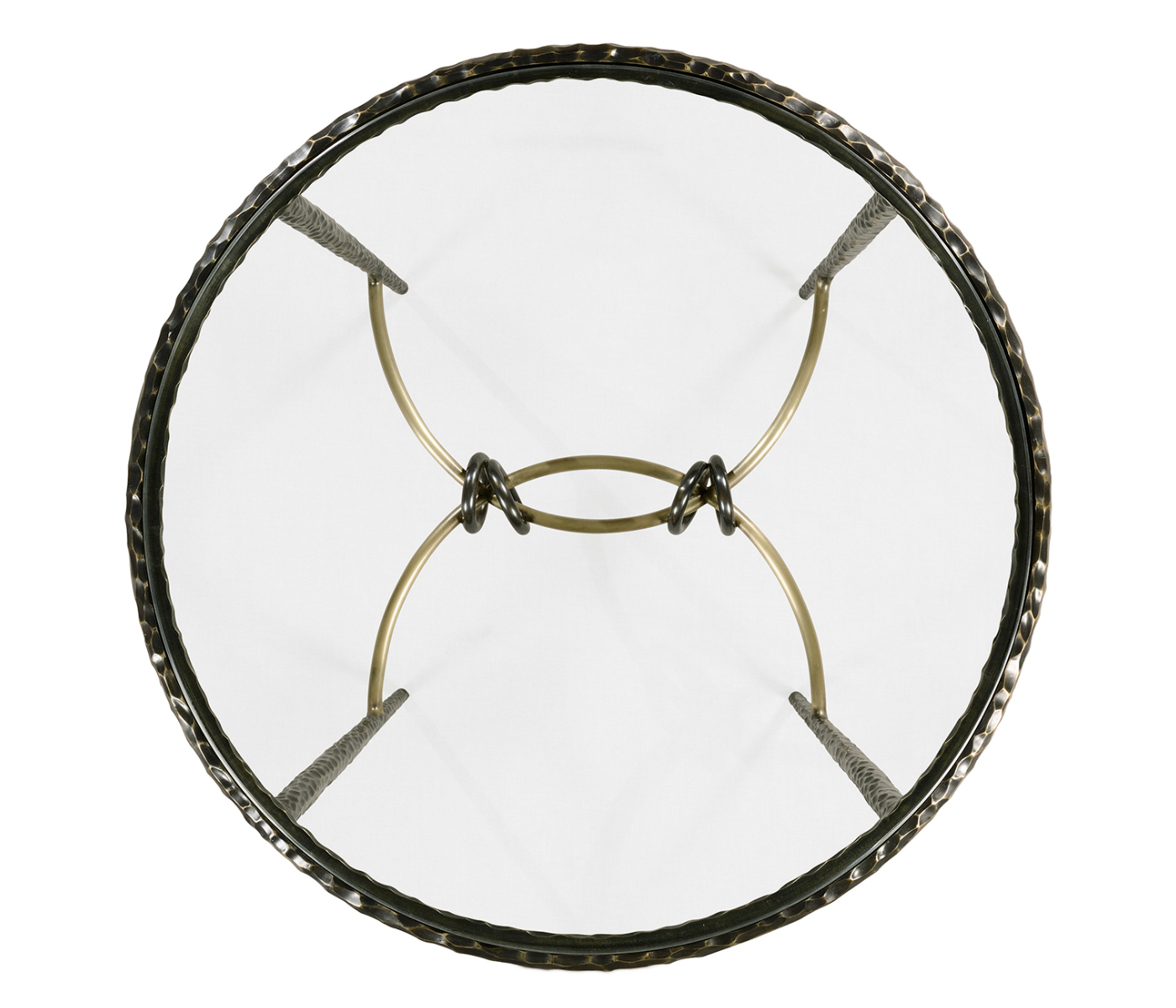 Hammered Antique Black Brass Circular Side Table