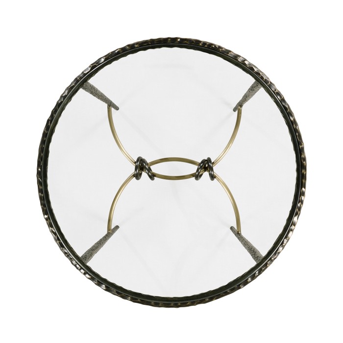 Hammered Antique Black Brass Circular Side Table